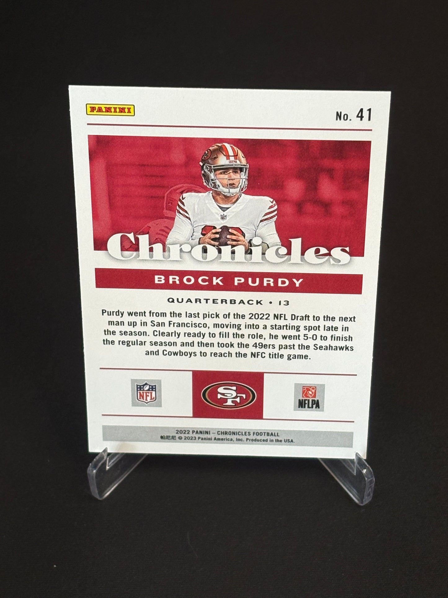 Brock Purdy RC San Francisco 49ers Chronicles 2022