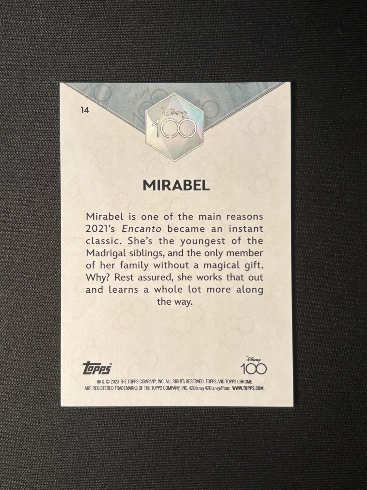 Topps Chrome Disney 100 2023 – Mirabel #14 | Carte Base