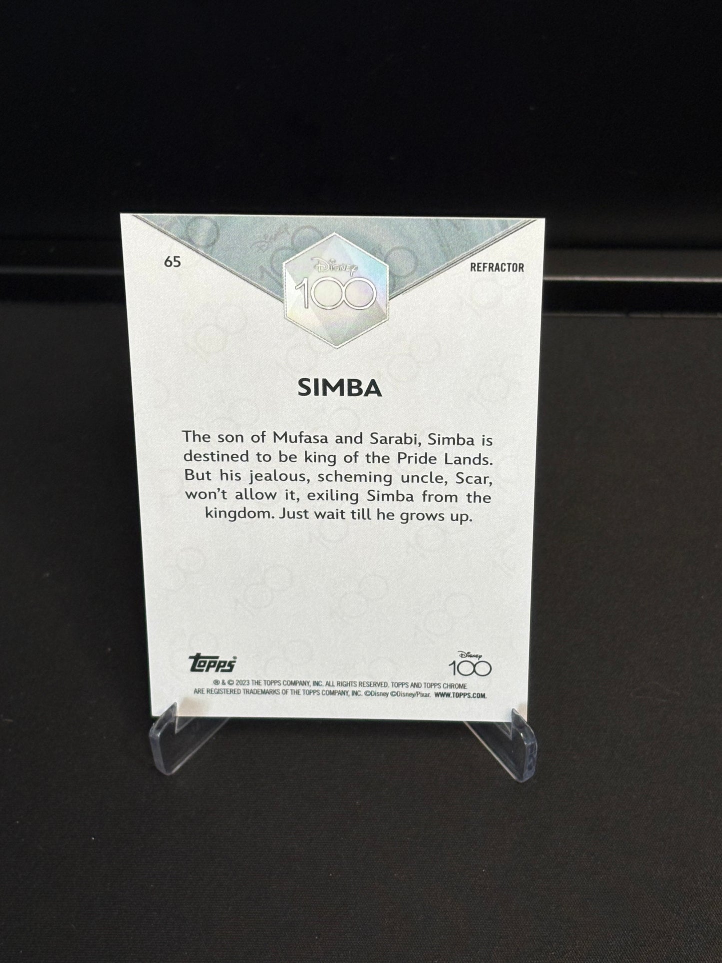 Topps Chrome Disney 100 "Refractor" Simba #65