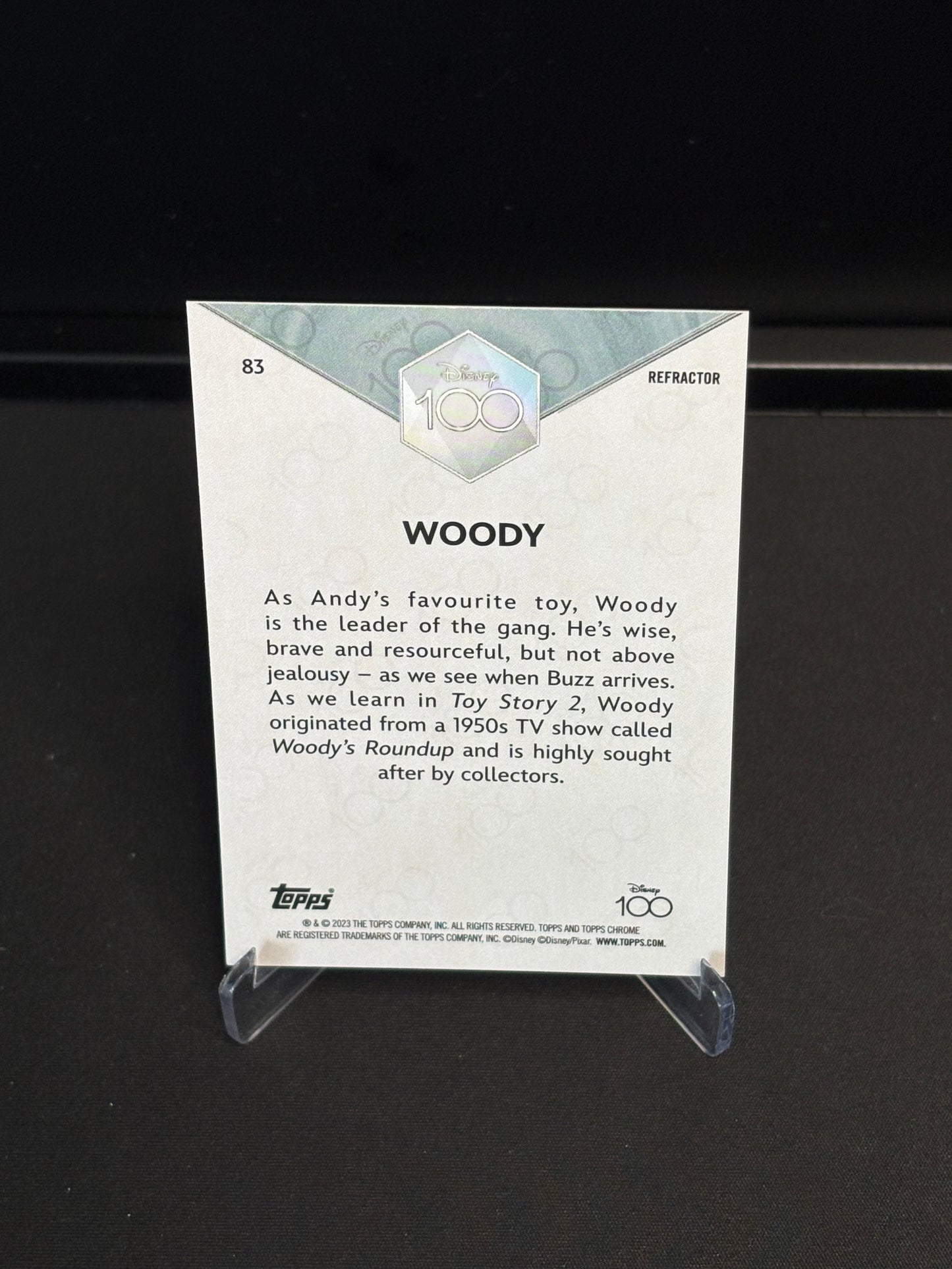 Topps Chrome Disney 100 "Refractor" Woody #83