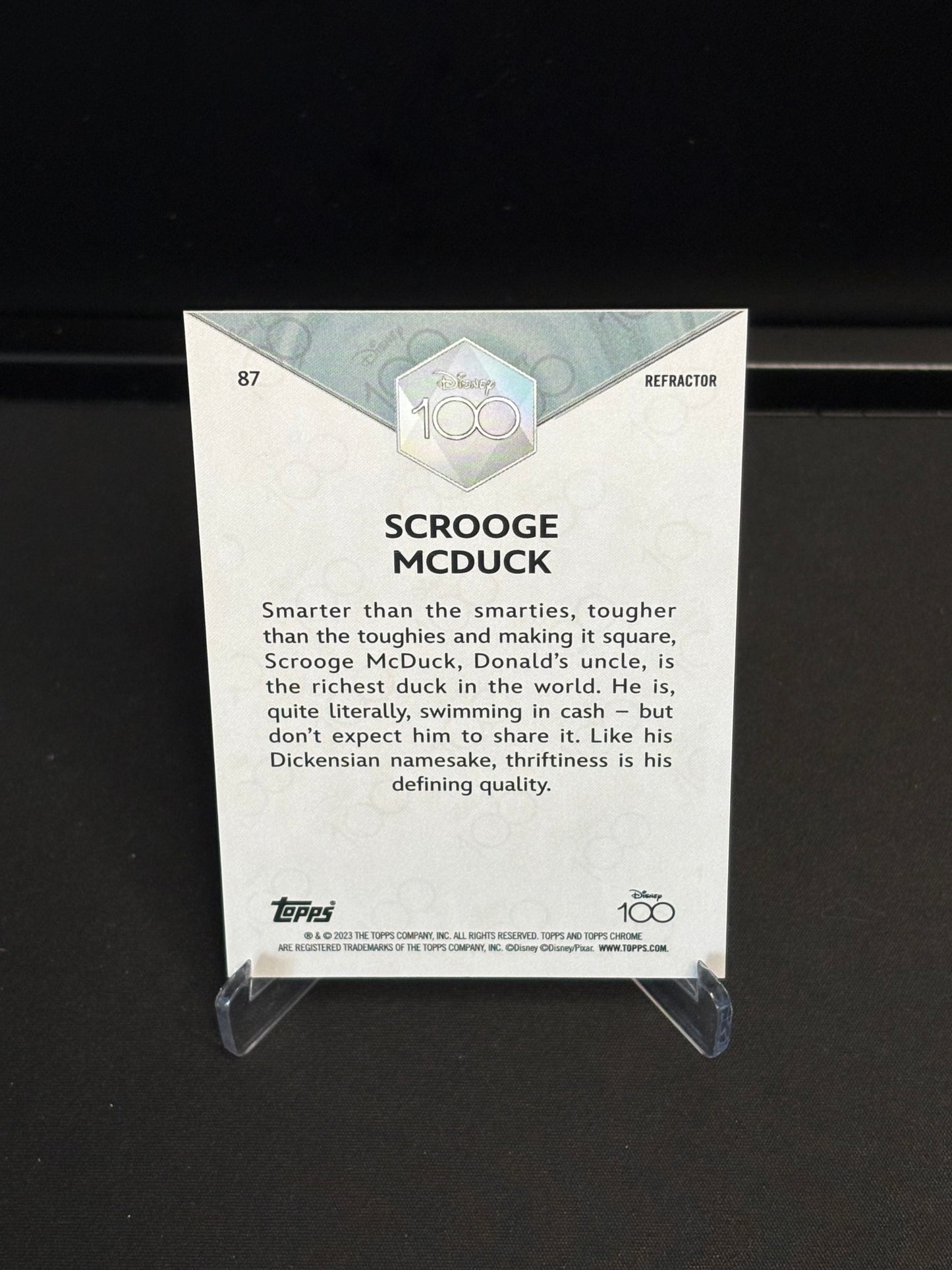 Topps Chrome Disney 100 "Refractor" Scrooge McDuck #87