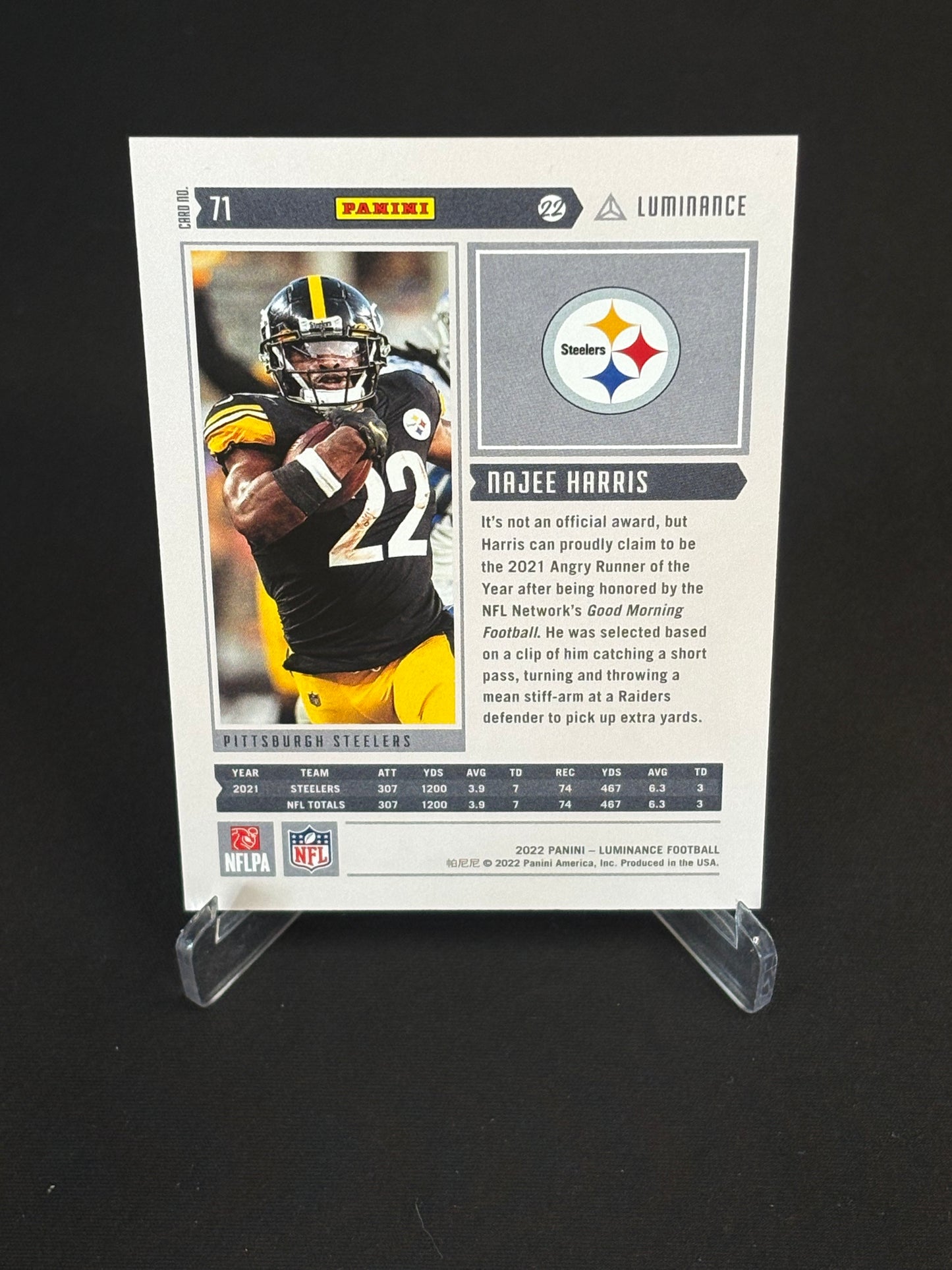 Najee Harris Luminance 2022 "Yellow 028/249" Pittsburgh Steelers