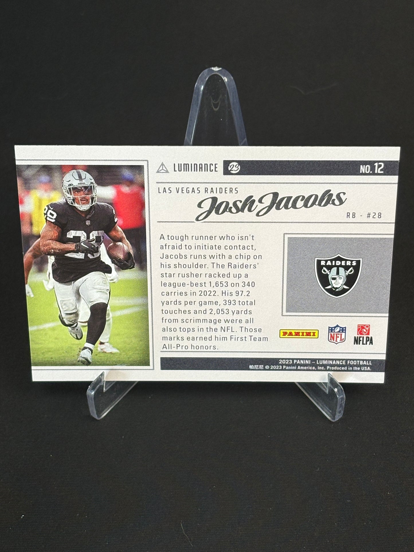 Josh Jacobs Luminance 2023 "Vestige Orange 029/100" Las Vegas Raiders