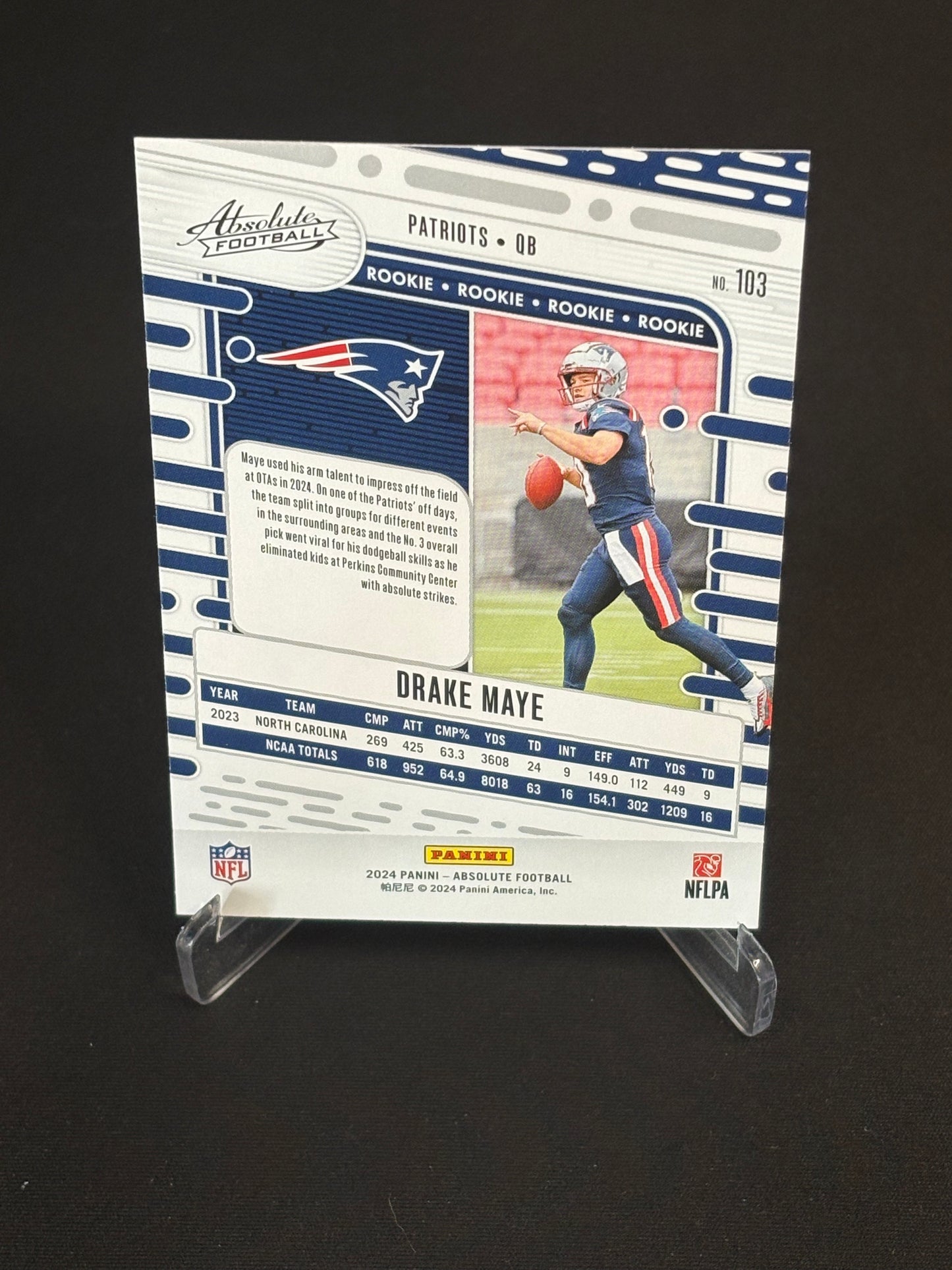 Drake May RC Absolute 2024 "Retail Base" New England Patriots