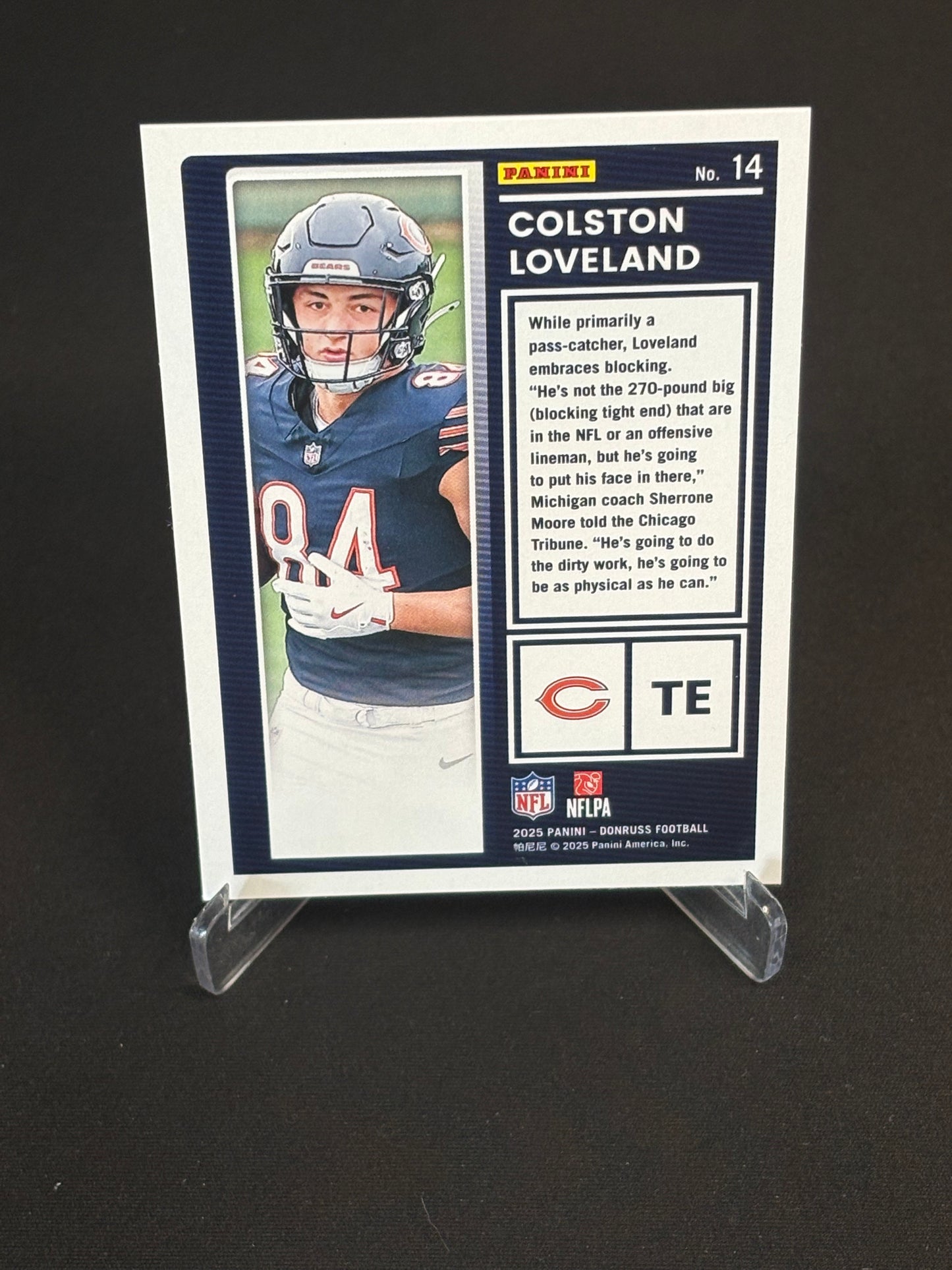 Colston Loveland RC Donruss 2025 "The Rookies" Chicago Bears