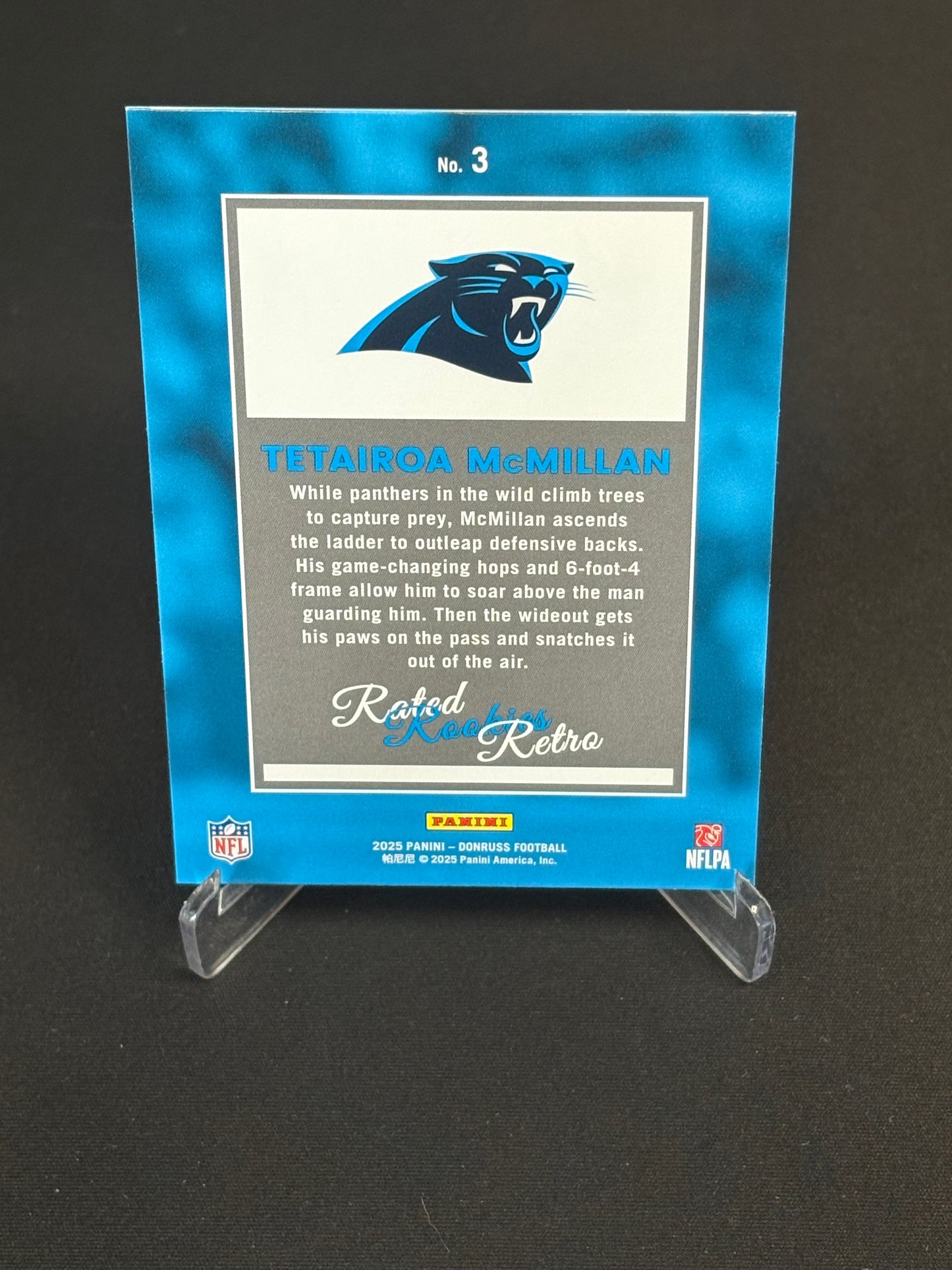 Tetairoa McMillan RC Donruss 2025 "Rated Rookies Retro" Carolina Panthers