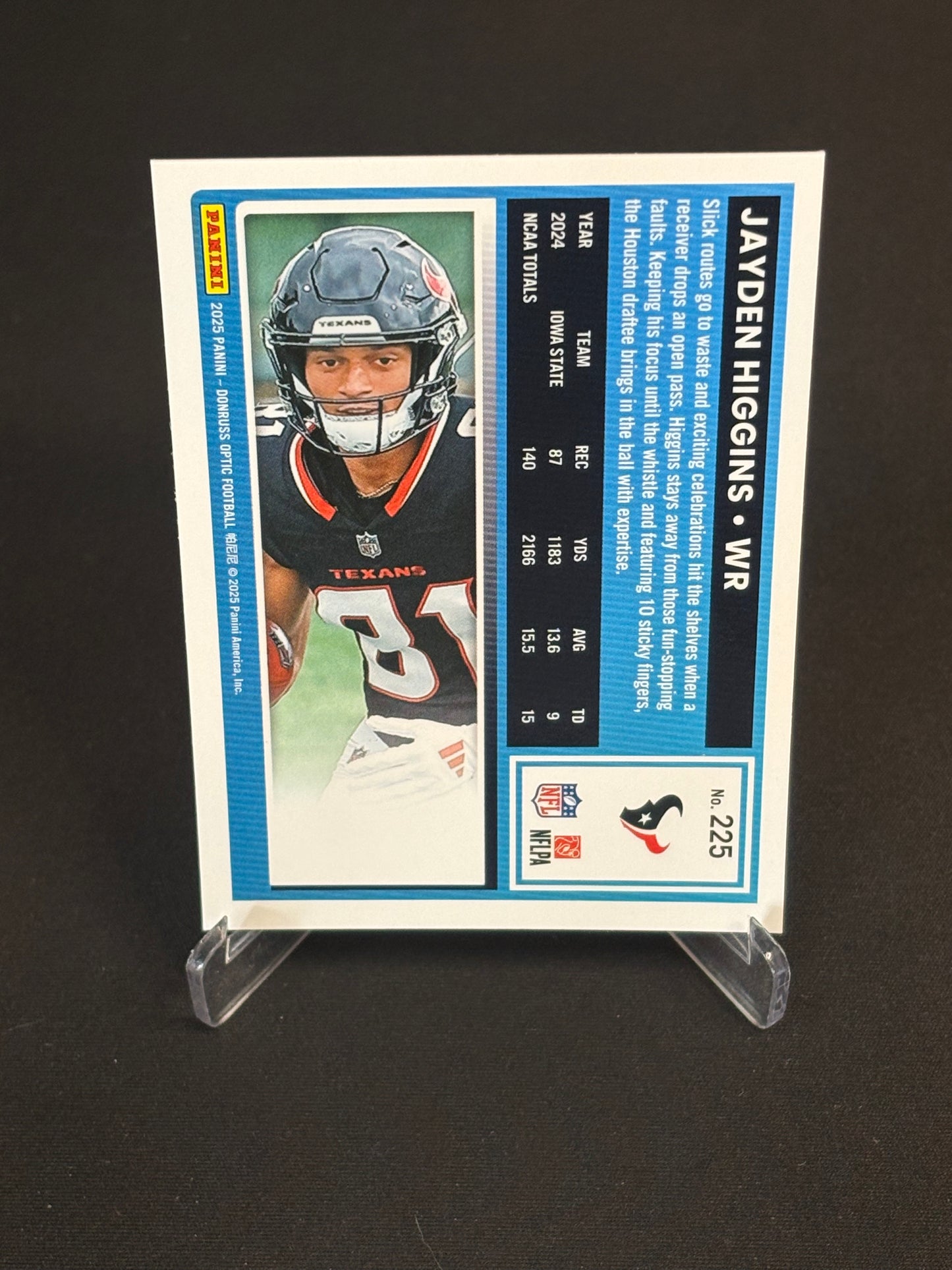 Jayden Higgins RC Donruss Optic 2025 "Base" Houston Texans