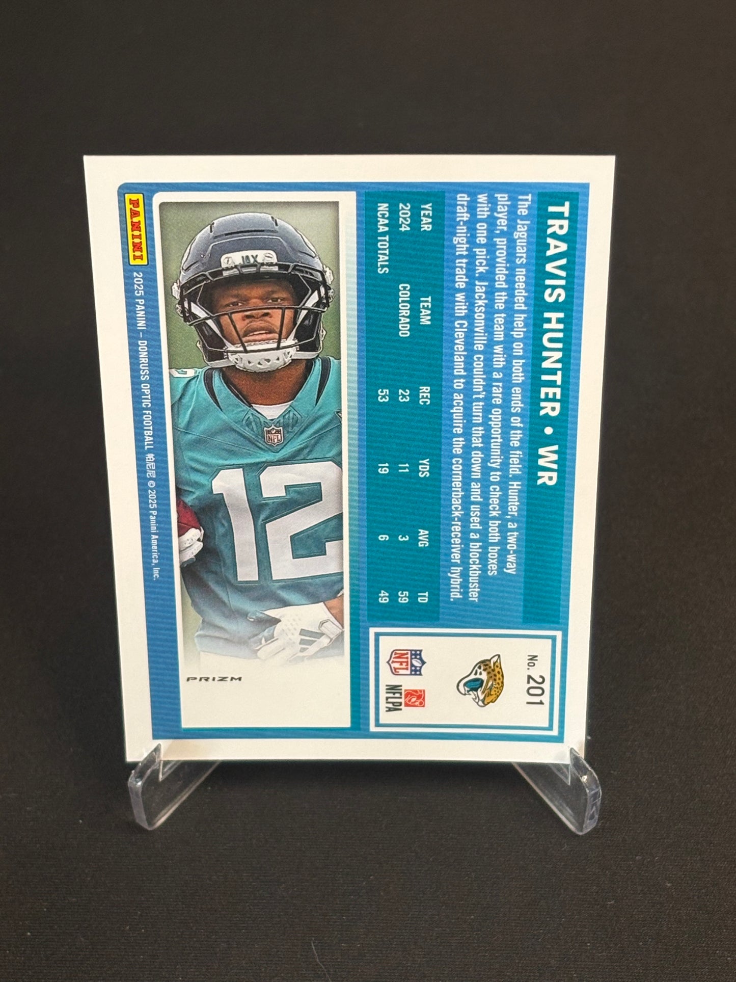 Travis Hunter RC Donruss Optic 2025 "Purple Shock" Jacksonville Jaguars