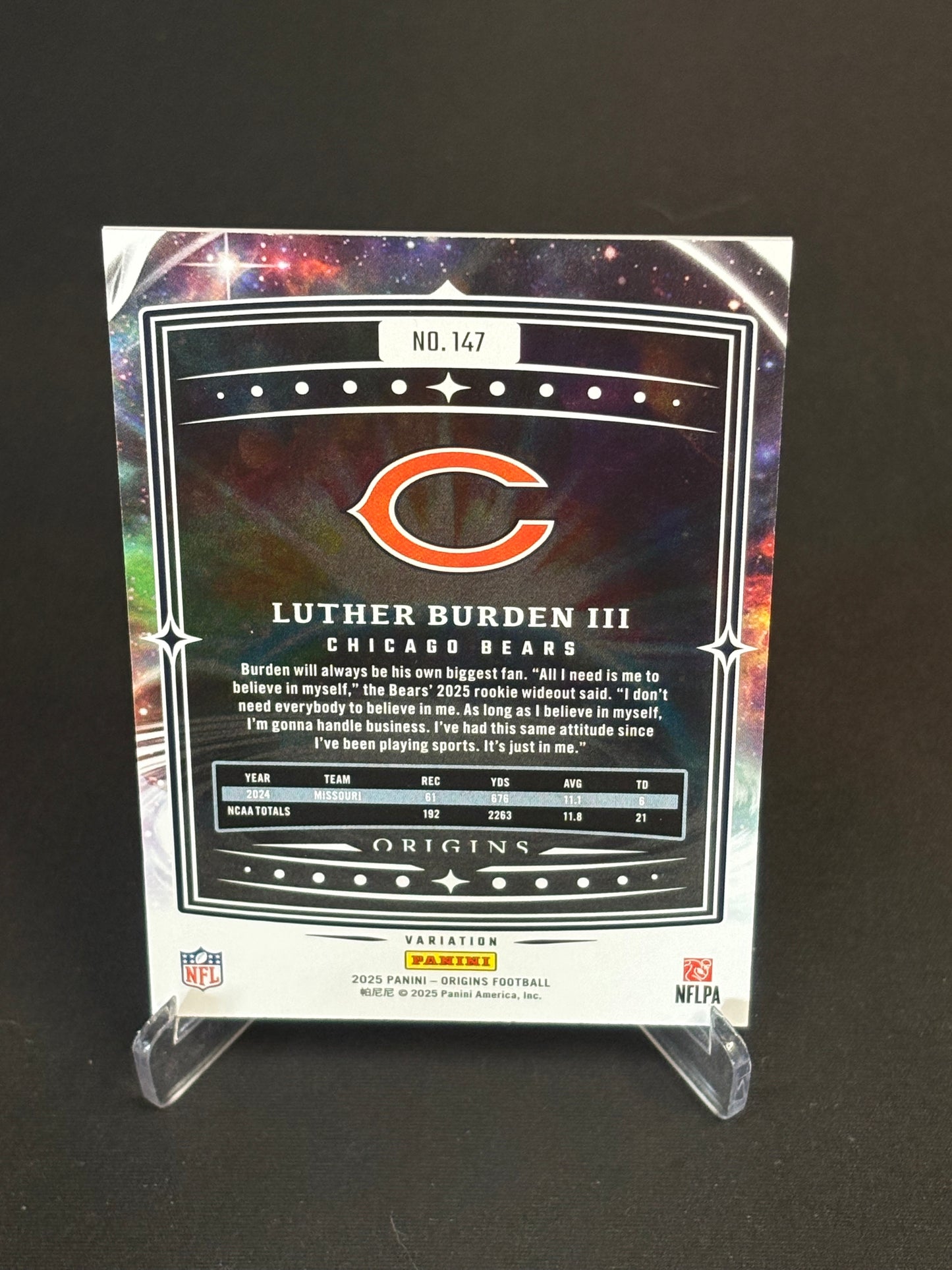 Luther Burden III RC Origins 2025 "Milk Variation" Chicago Bears