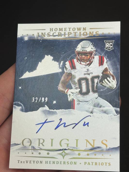 TreVeyon Henderson RC Origins "Hometown Inscription Auto OnCard 32/99" New England Patriots