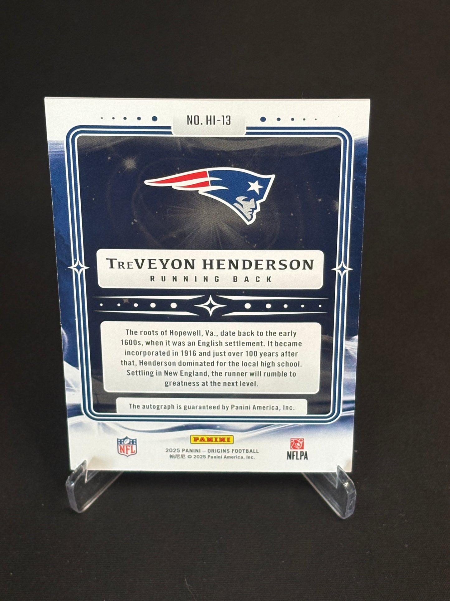 TreVeyon Henderson RC Origins "Hometown Inscription Auto OnCard 32/99" New England Patriots