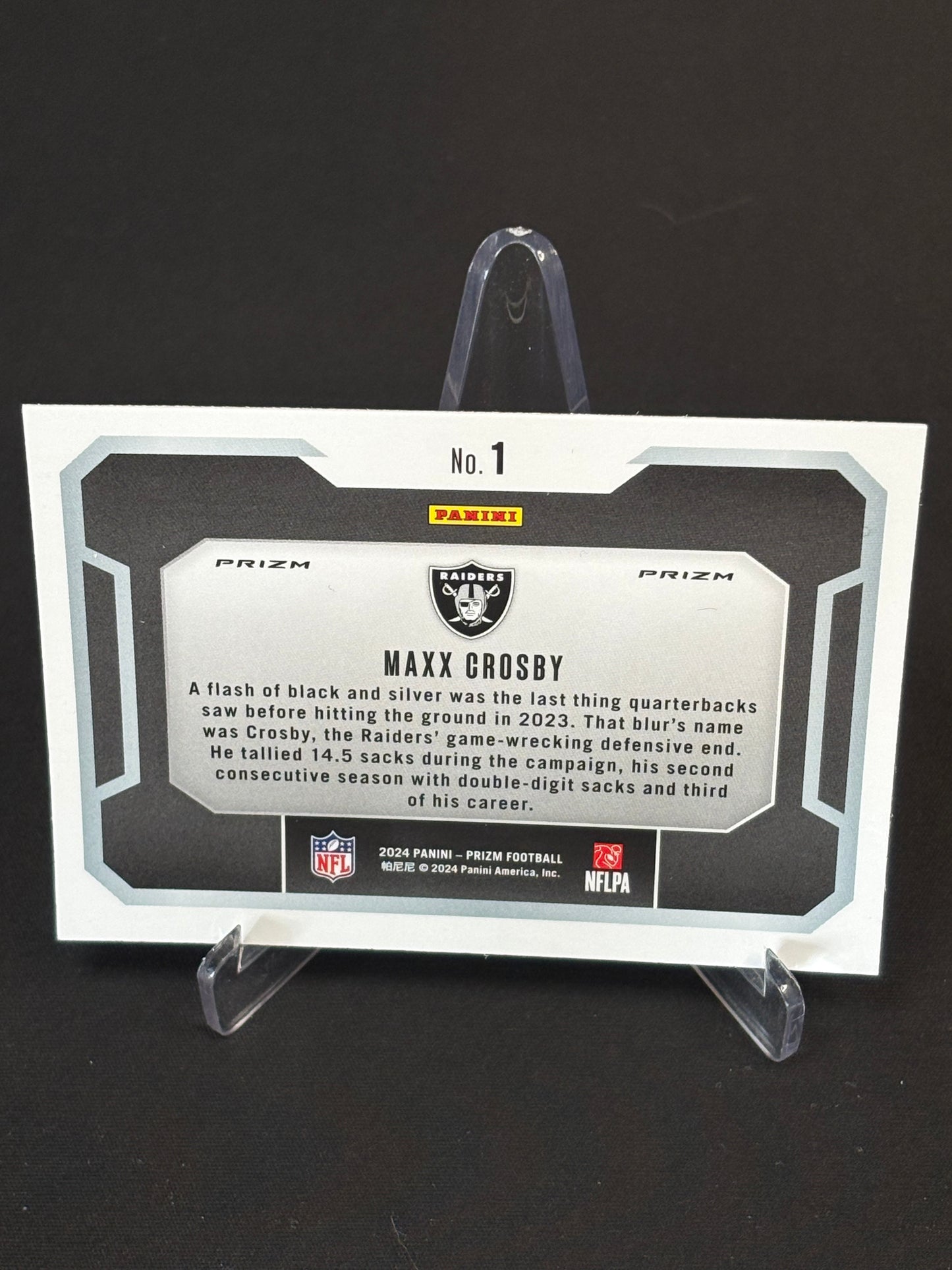 Maxx Crosby Prizm 2024 "Lock Down Silver Prizm" Las Vegas Raiders