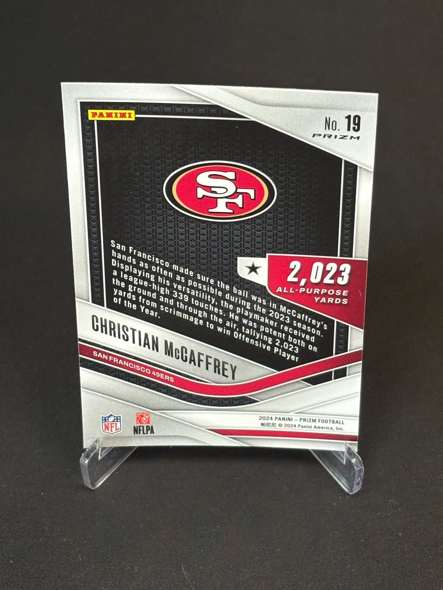 Christian McCaffrey Prizm 2024 "All Purpose Silver" San Francisco 49ers