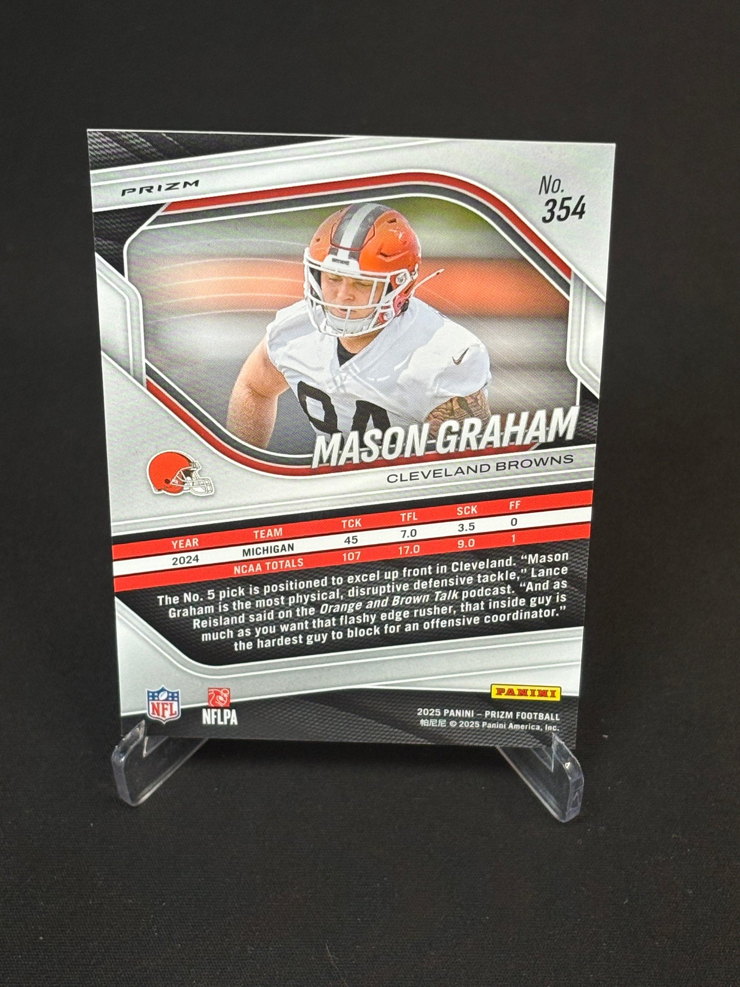 Mason Graham RC Prizm 2025 "BlueWhiteRed" Cleveland Browns