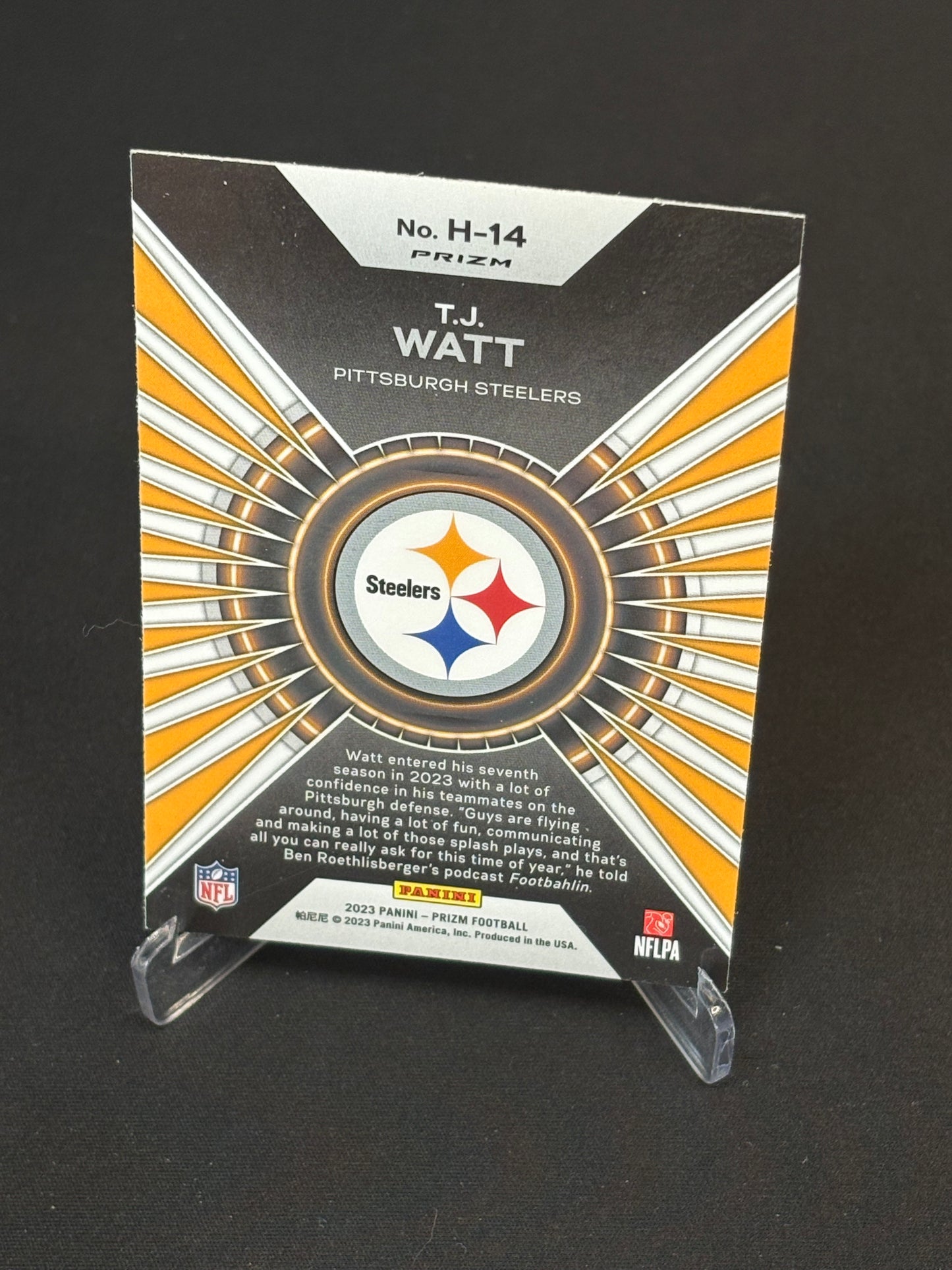 T.J Watt Prizm 2023 "Hype Green Prizm" Pittsburgh Steelers
