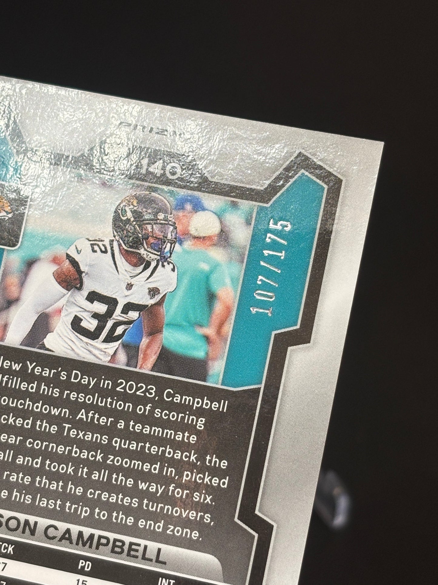 Tyson Campbell Prizm 2023 "Hyper Prizm 107/175" Jacksonville Jaguars