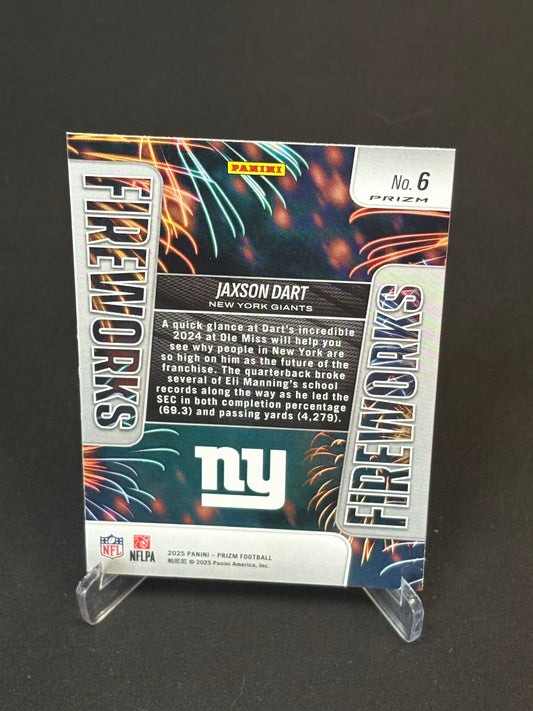 Jaxson Dart RC Prizm 2025 "Fireworks Green Prizm" New York Giants