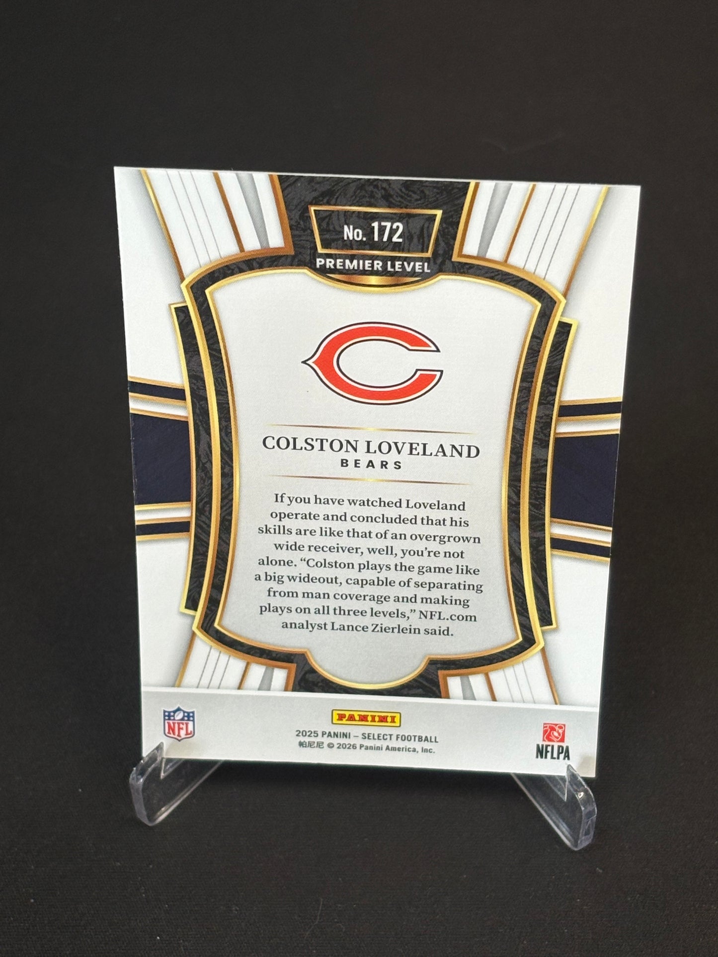 Colston Loveland RC Select 2025 "Premier Level" Chicago Bears