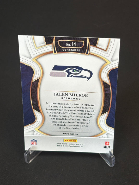 Jalen Milroe RC Select 2025 "Blue White Red" Seattle Seahawks