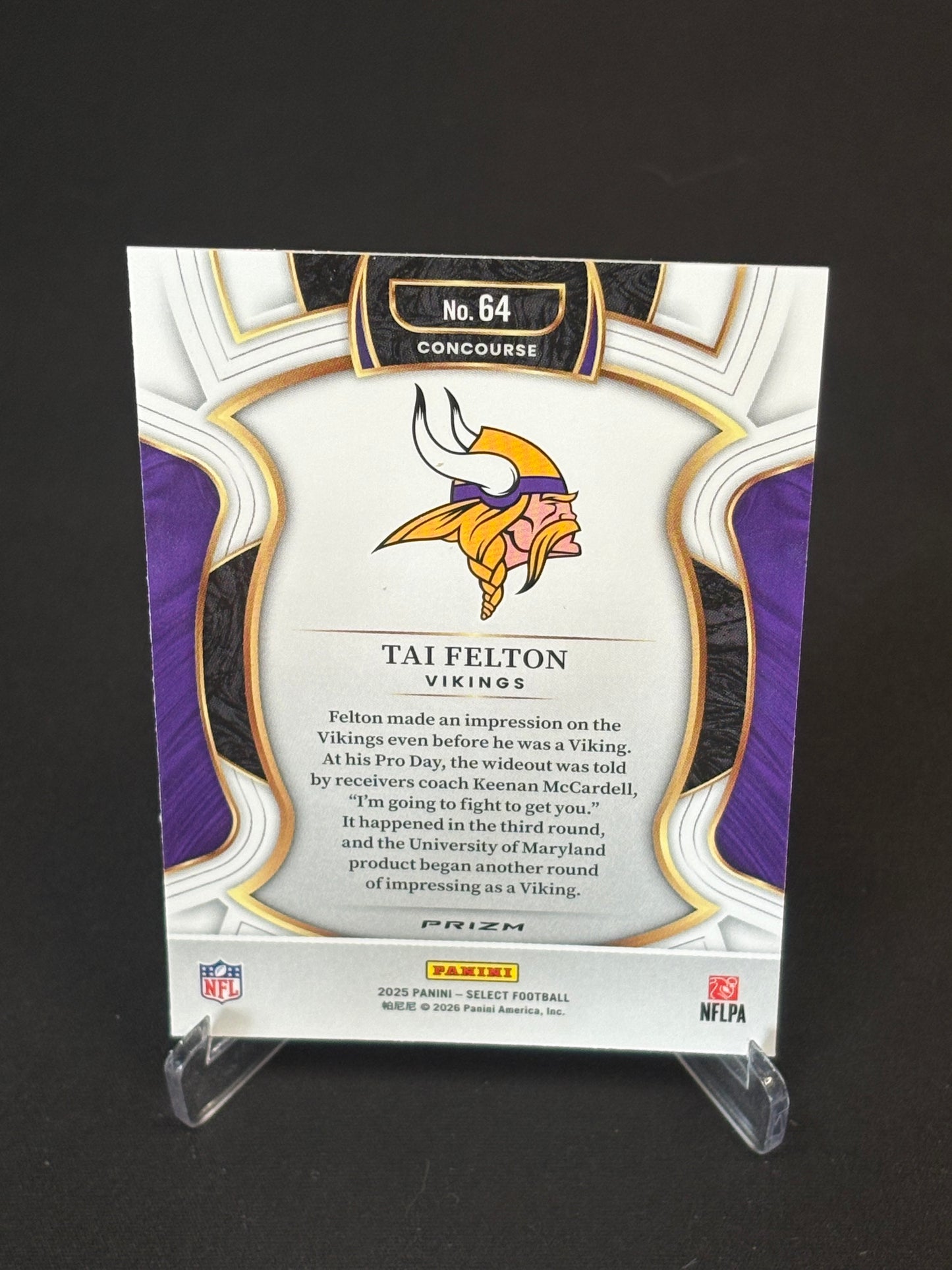 Tai Felton RC Select 2025 "Blue White Red" Minnesota Vikings