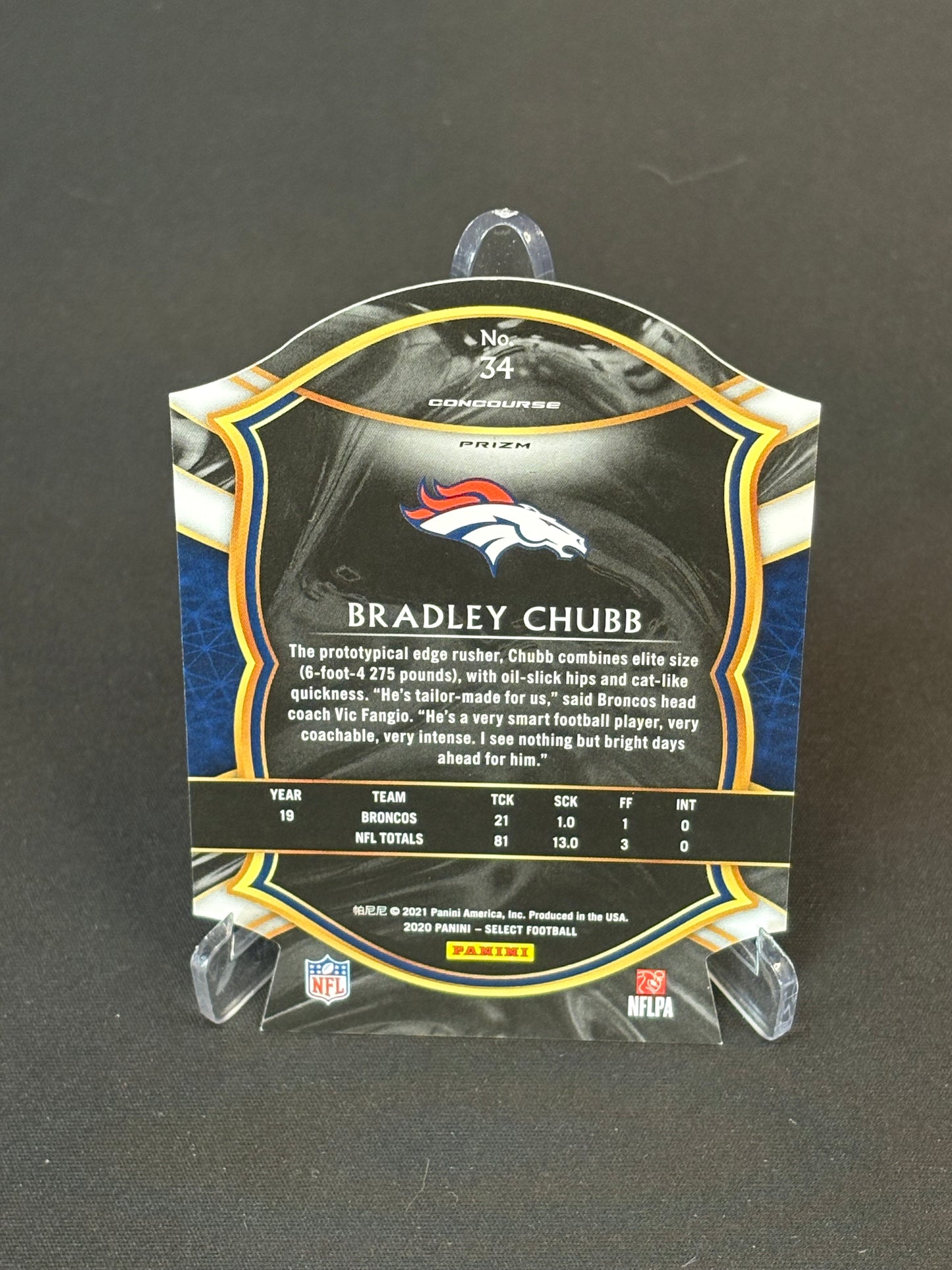 Bradley Chubb Select 2020 "Green Die Cut" Denver Broncos
