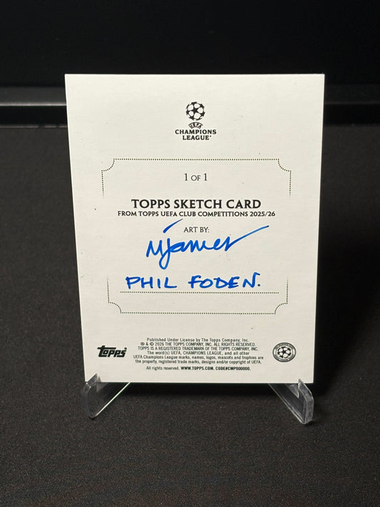 Phil Foden Topps UCC Flagship 2025 "Sketch Card 1of1" Manchester City