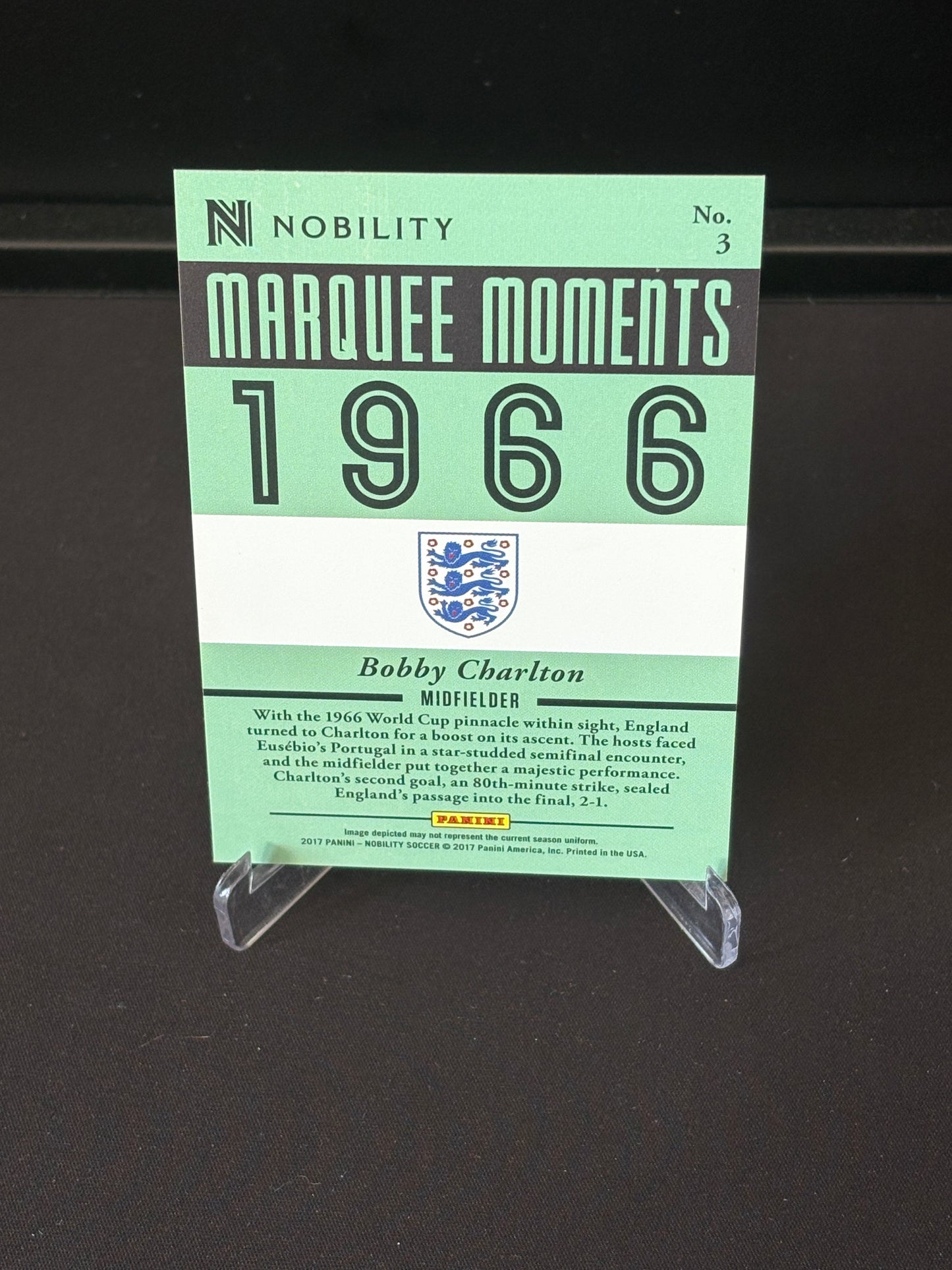 Bobby Charlton Panini Nobility 2017 "Marquee Moments" Angleterre