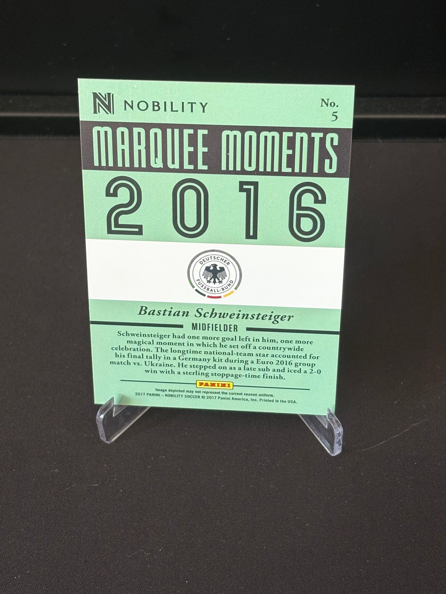 Bastian Schweinsteiger Panini Mobility 2017 "Marquee Moments" Allemagne