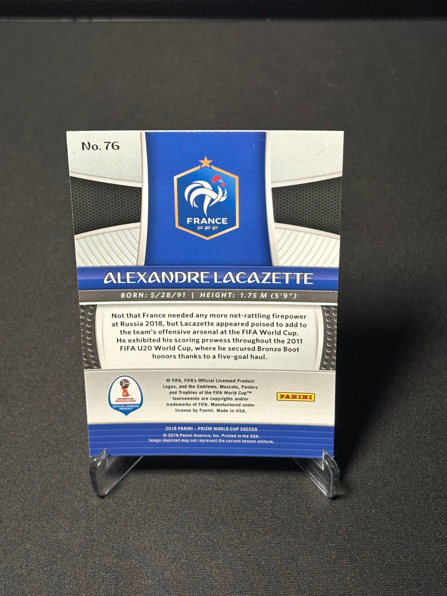 Alexandre Lacazette Panini Prizm World 2018 "Base" France