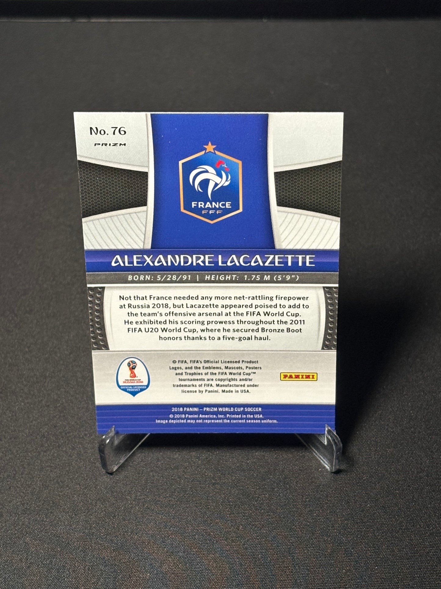 Alexandre Lacazette Panini Prizm World 2018 "Blue White Red" France