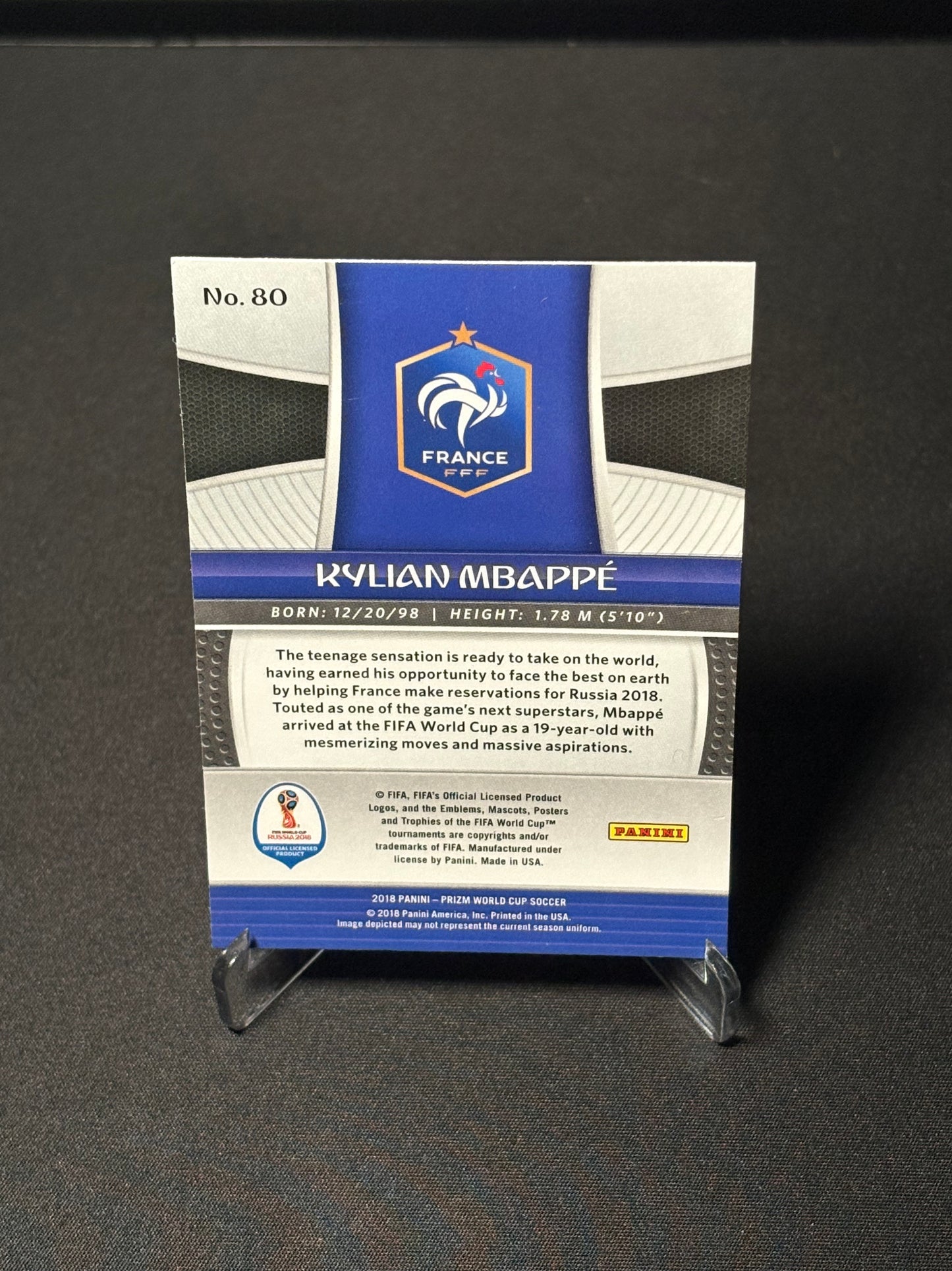 Kylian Mbappe RC Panini Prizm World Cup 2018 "Base" Fance