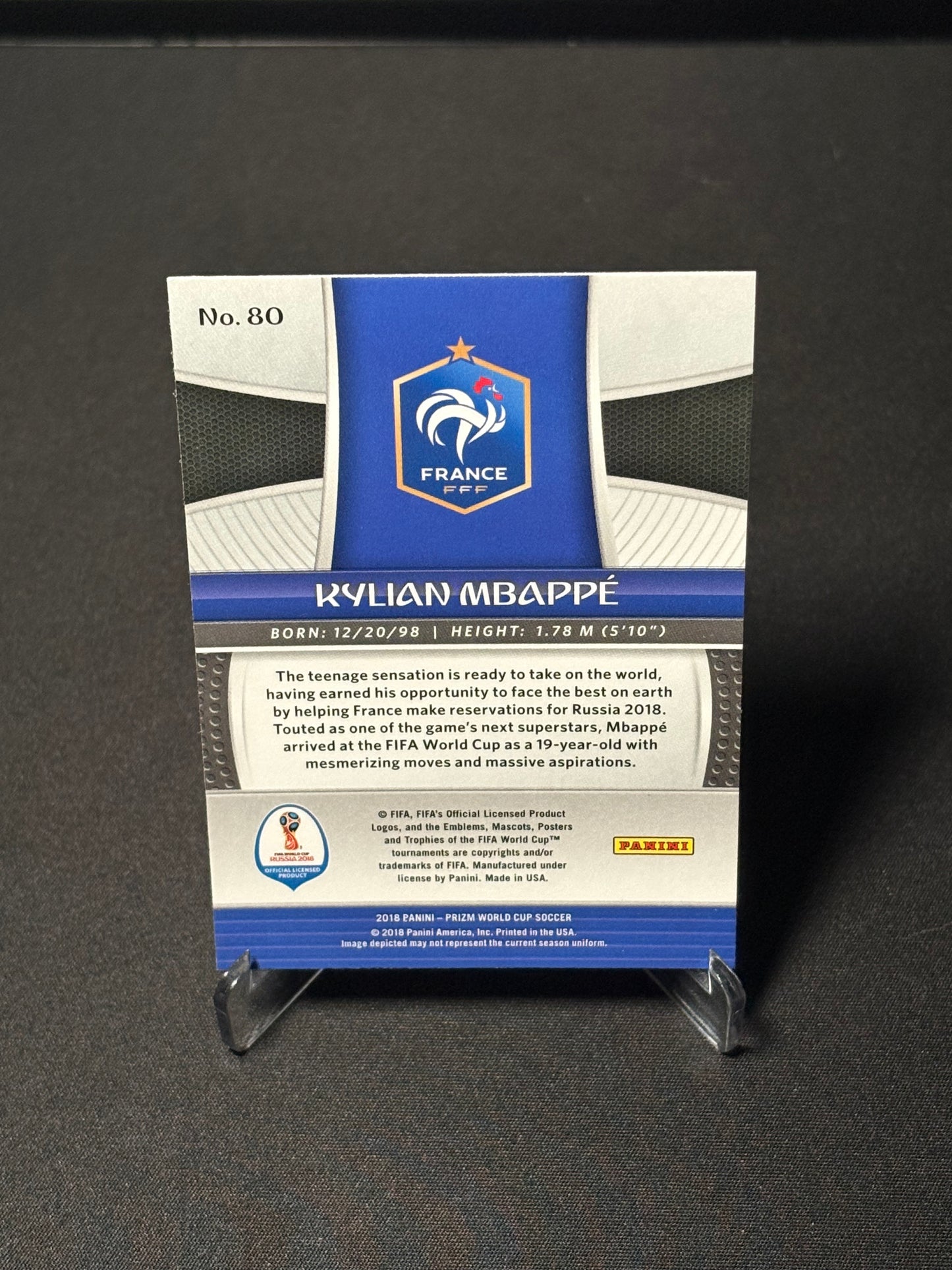 Kylian Mbappe RC Panini Prizm World Cup 2018 "Base" Fance #2