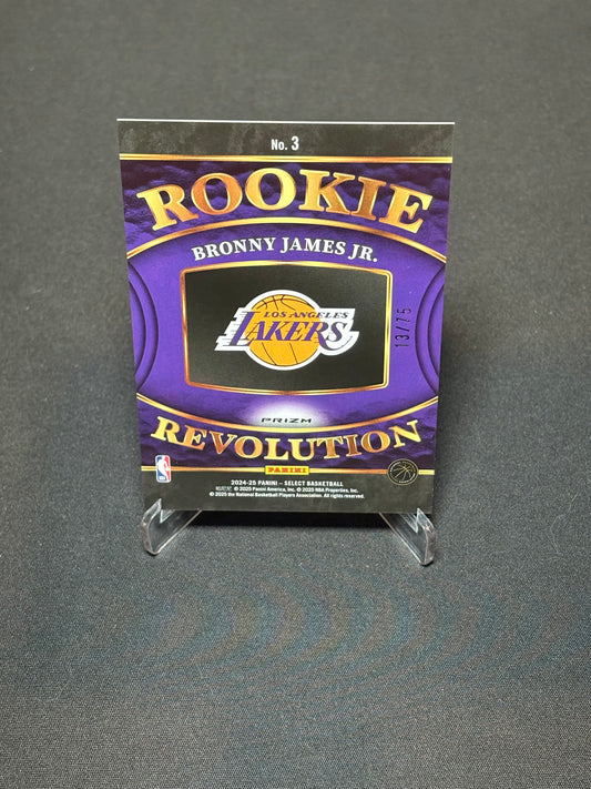 Bronny James Jr. RC Panini Select 2024 "Rookie Revolution Purple Craked /75" L.A Lakers