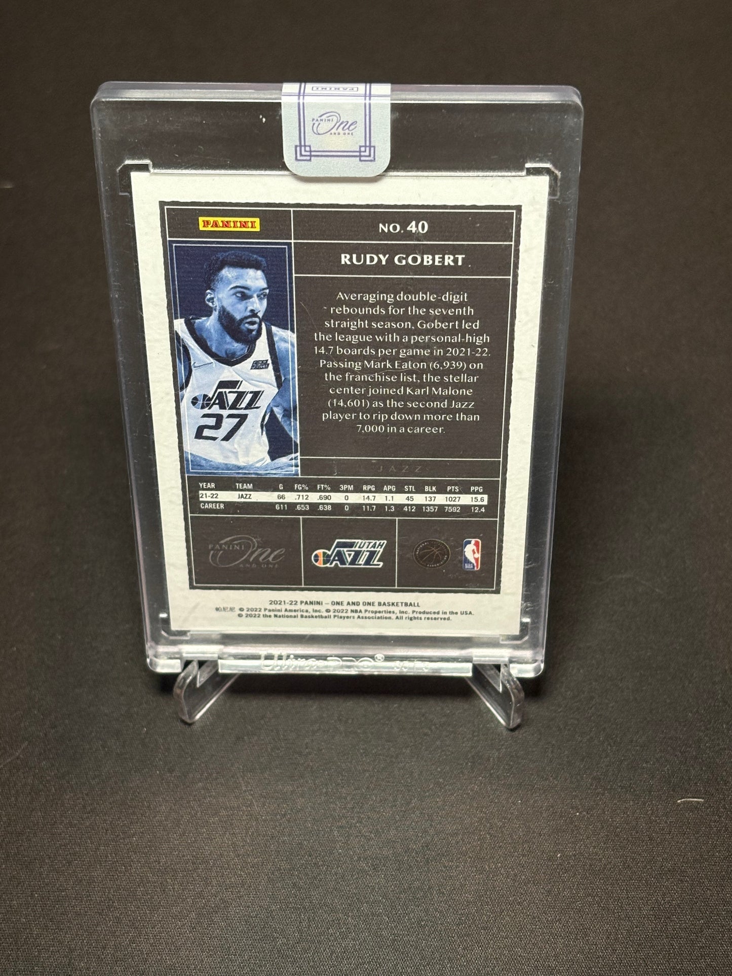Rudy Gobert Panini One and One 2021-22 "Blue /30" Utah Jazz