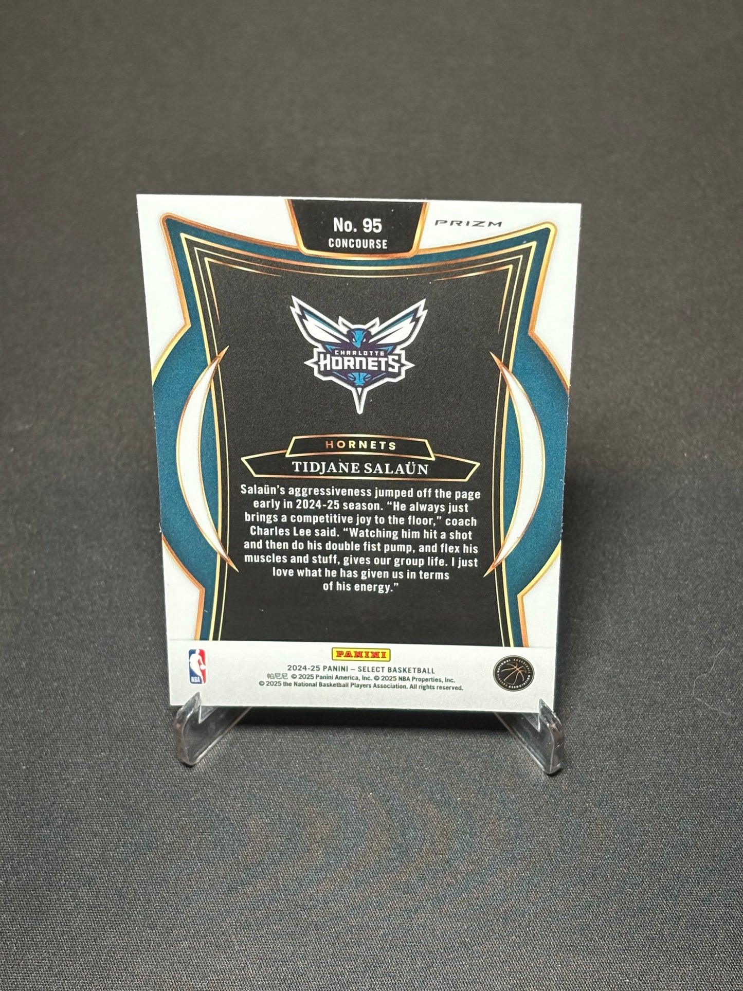 Tidjane Salaun RC Panini Select 2024 "Blue Prizm" Charlotte Hornets