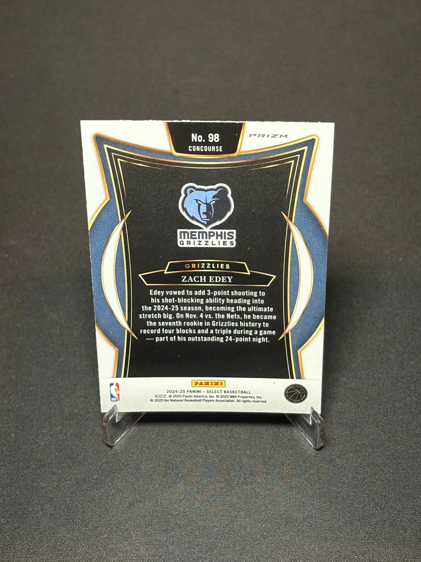 Zach Edey RC Panini Select 2024 "Red Cracked" Memphis Grizzlies