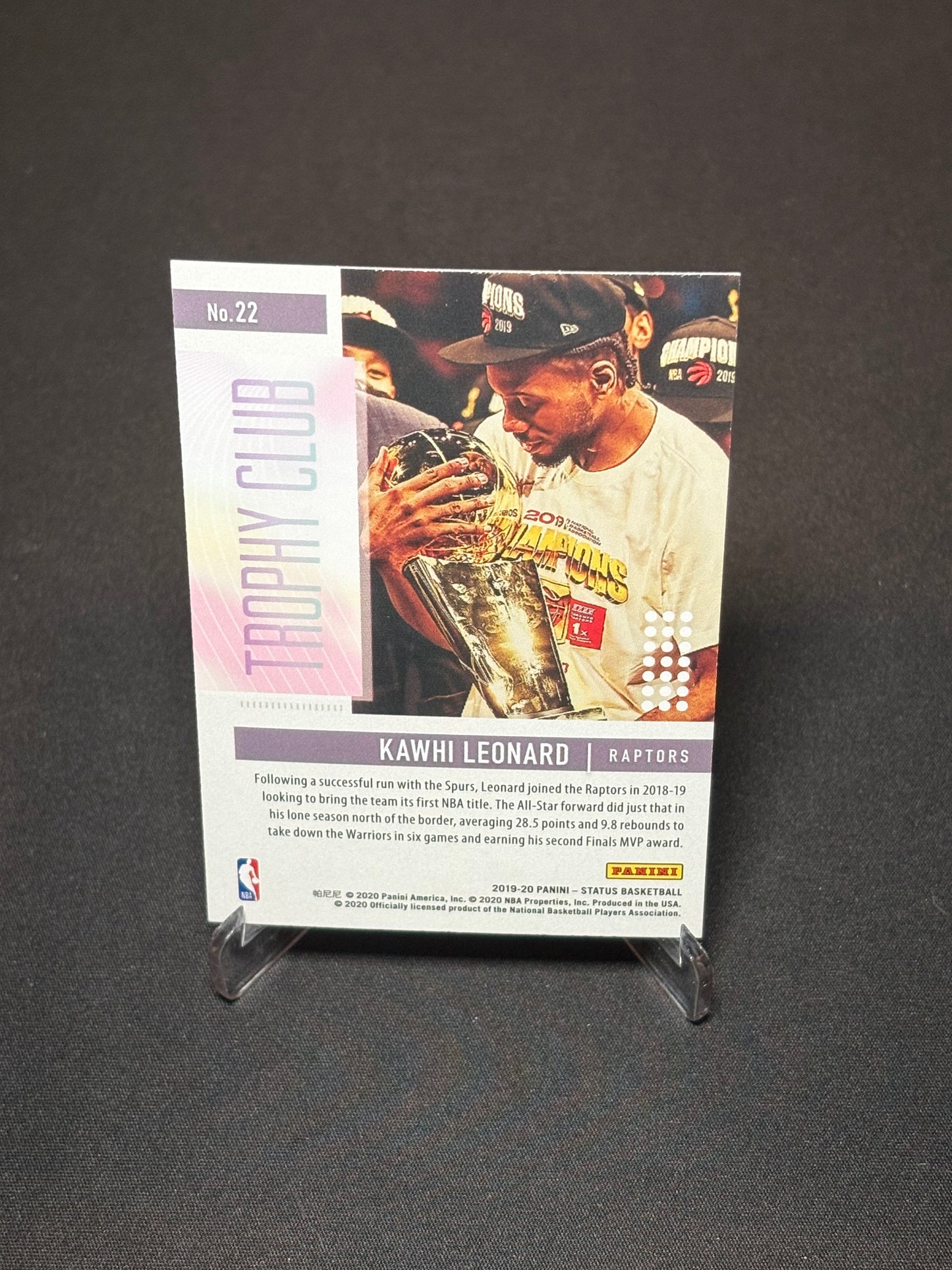 Kawhi Leonard Panini Status 2019-20 "Trophy Club" Toronto Raptors