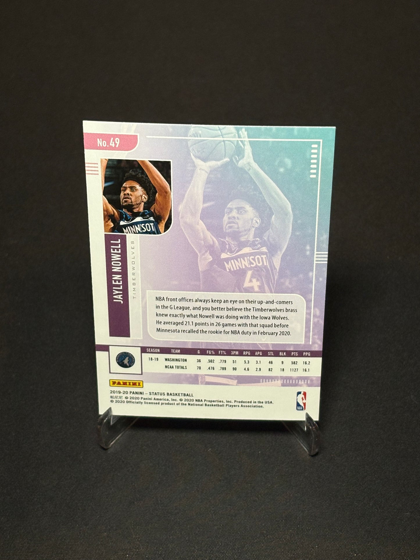 Jaylen Nowell RC Panini Status 2019-20 "Base" Minnesota Timberwolves