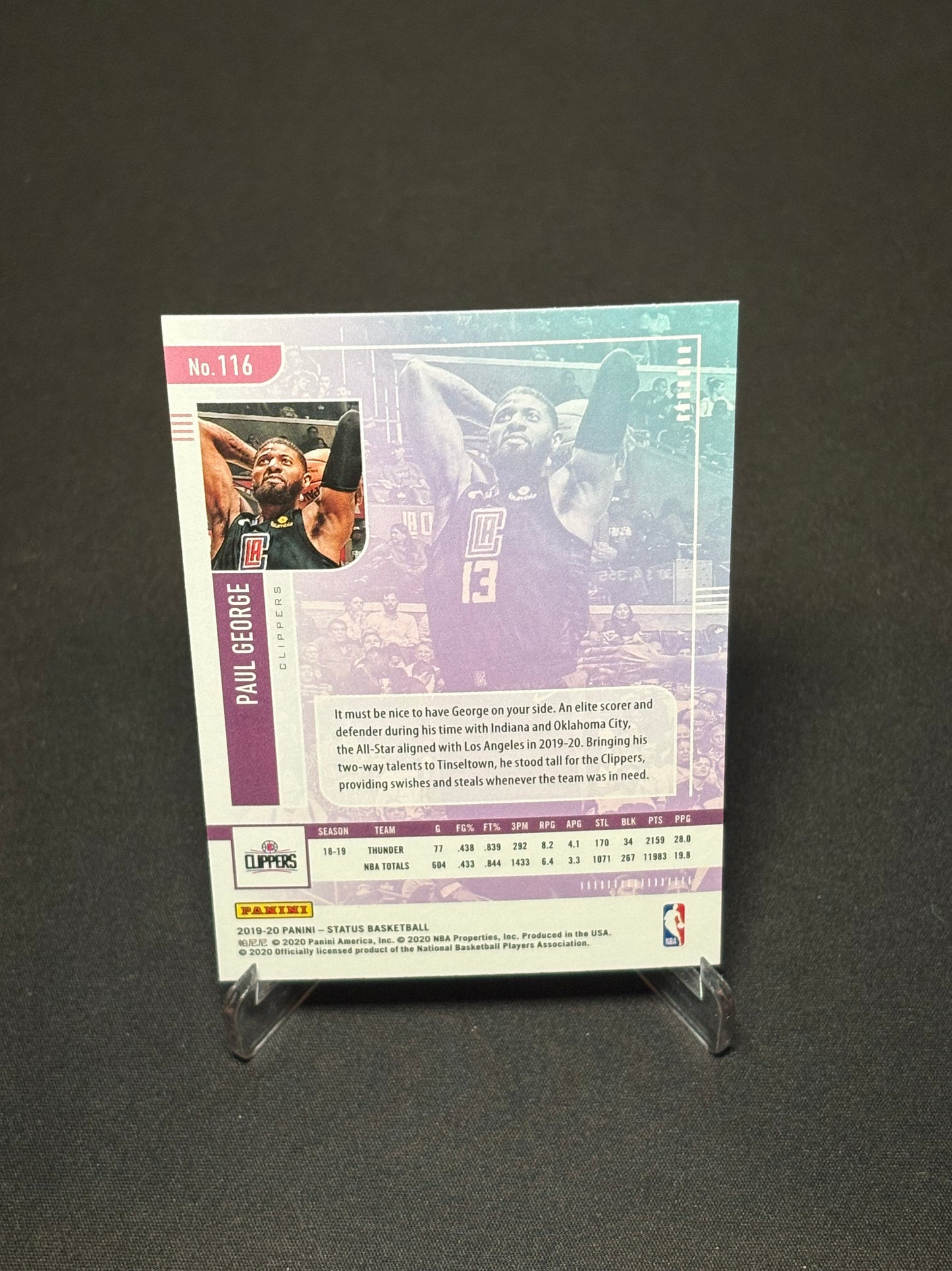 Paul George Panini Status 2019-20 "Base" L.A Clippers