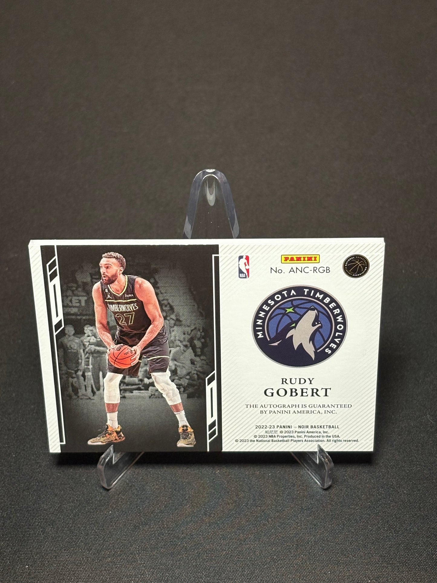 Rudy Gobert Panini Noir 2022 "Auto OnCard /99" Minnesota Timberwolves