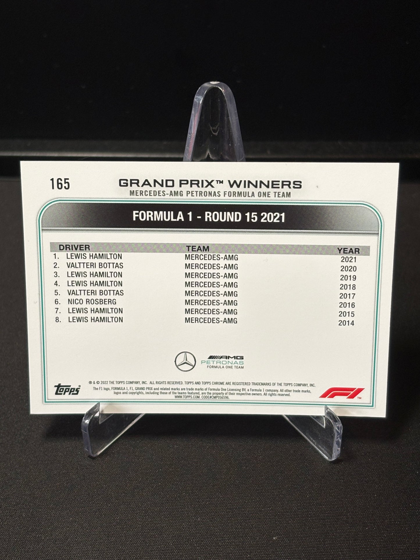 Lewis Hamilton Topps Chrome F1 2022 "GP Winner #165"