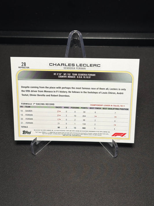 Charles Leclerc Topps Chrome F1 2022 "Refractor #28"