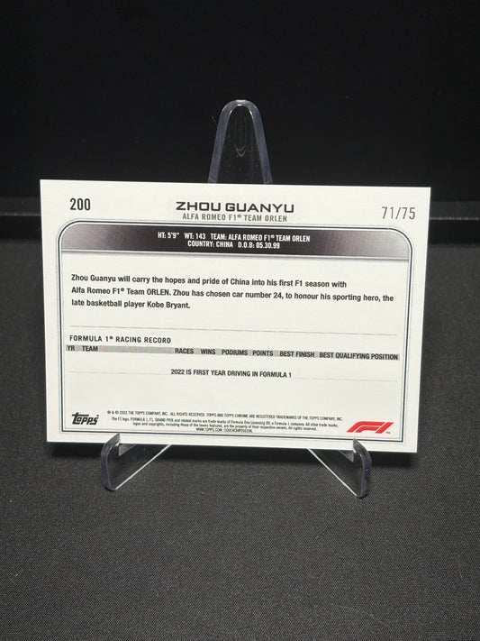 Zhou Guanyu RC Topps Chrome F1 2022 "Pink Wave /75"