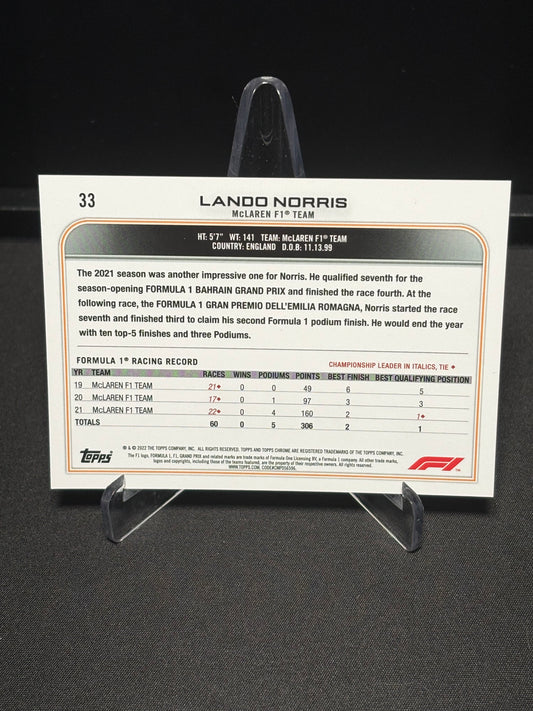 Lando Norris Topps Chrome F1 2022 "Base #33"