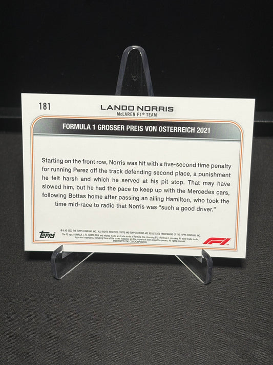 Lando Norris Topps Chrome F1 2022 "Driver of the Day #181"