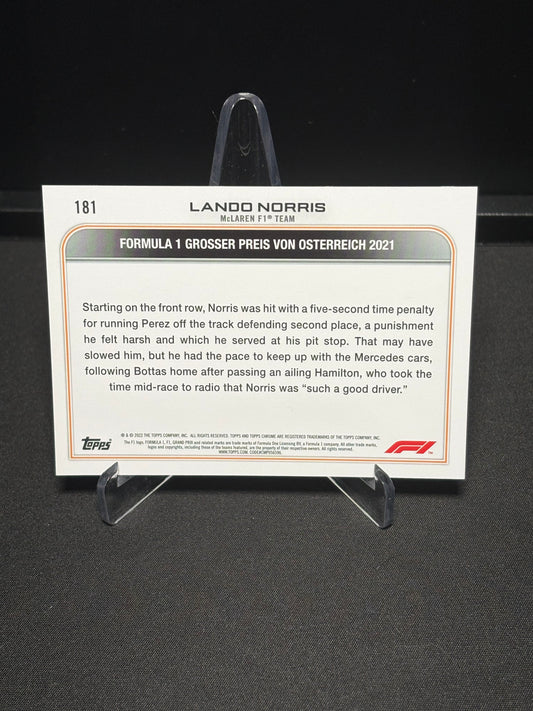 Lando Norris Topps Chrome F1 2022 "Ray Wave Driver of the Day #181"