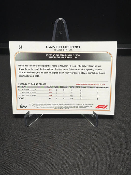 Lando Norris Topps Chrome F1 2022 "Ray Wave #34"