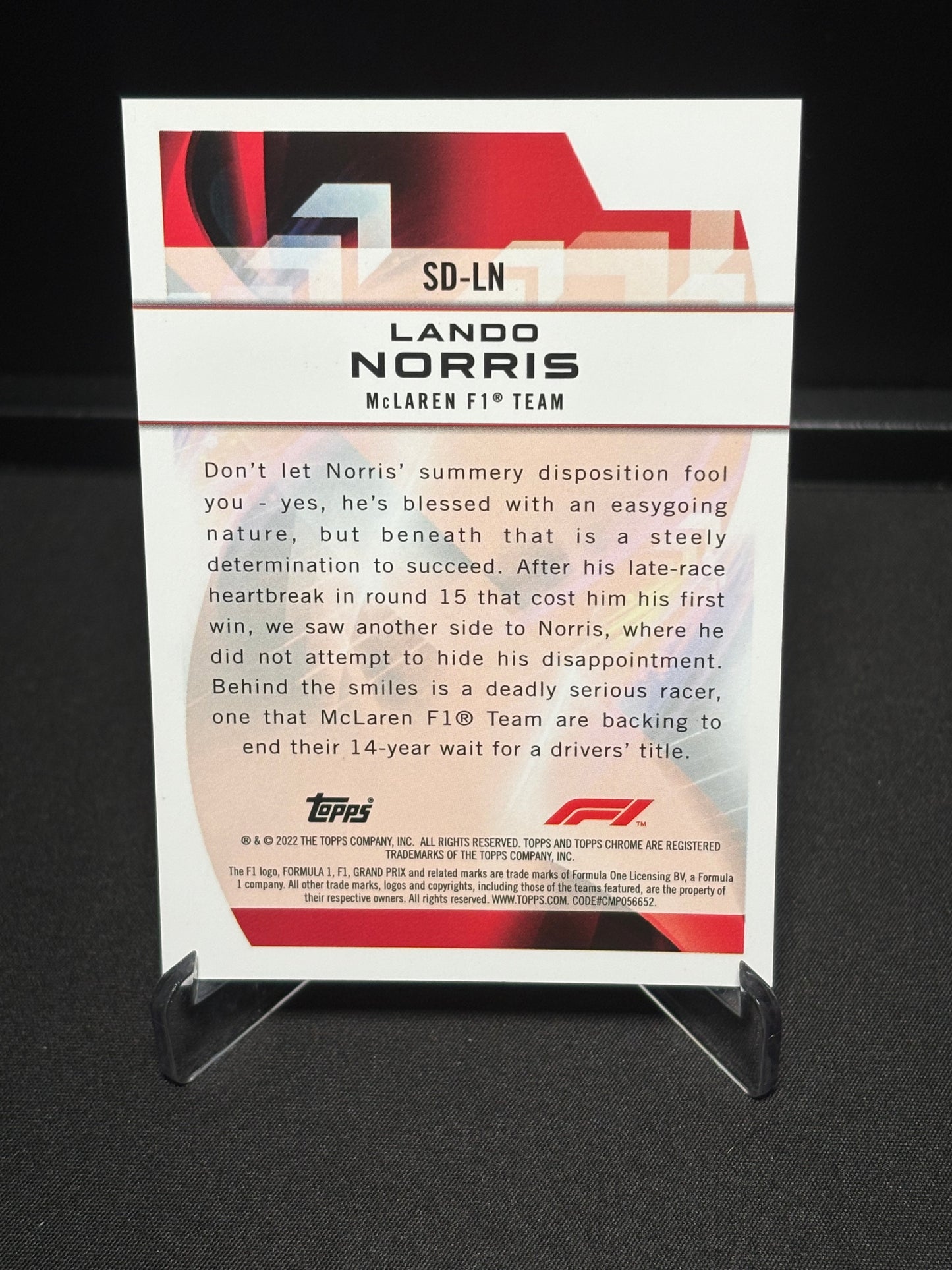 Lando Norris Topps Chrome F1 2022 "Speed Demons"