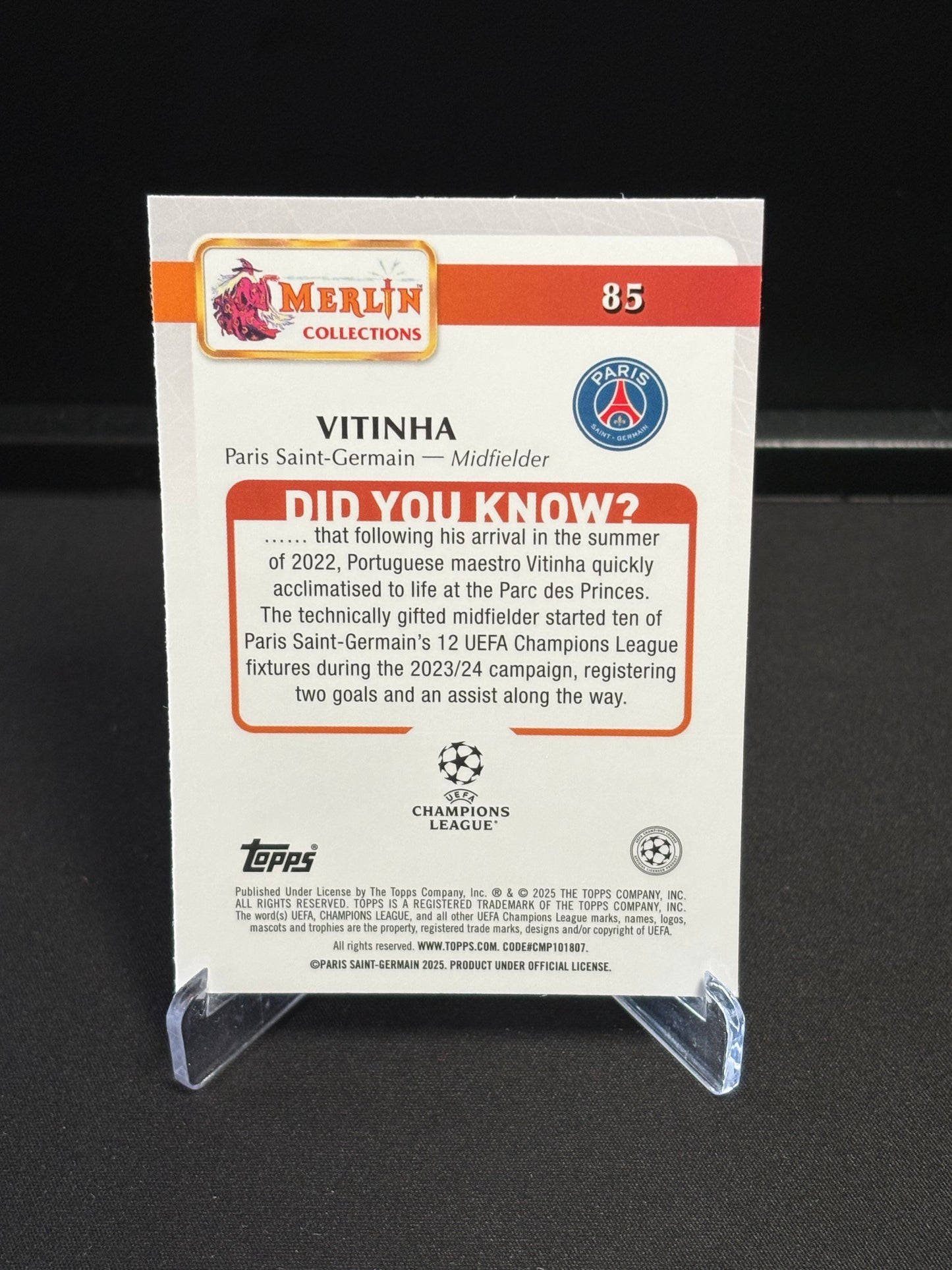 Vitinha Topps Merlin 2024 "Cracked Ice" PSG