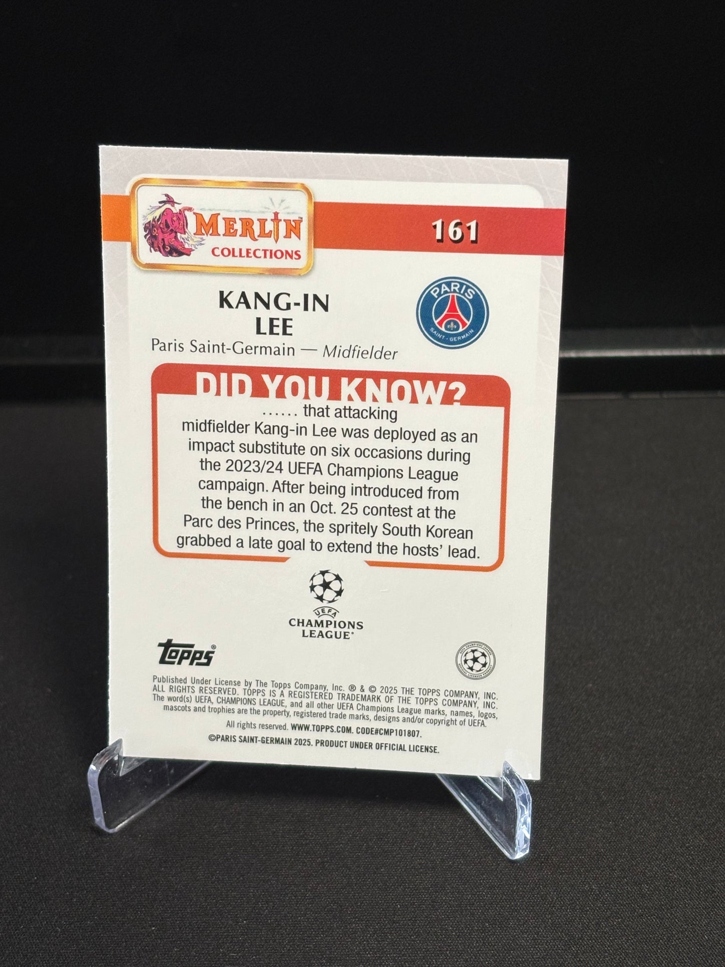 Kang-in Lee Topps Merlin 2024 "Cracked Ice" PSG